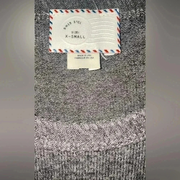 Anthropologie post  stamp grey relaxed fit ruffled long sleeve sweater XS - Picture 4 of 5